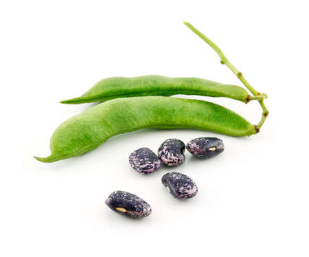 Ripe Haricot Beans with Seed Isolated on White Background
