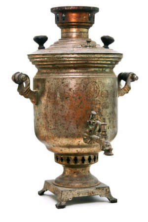 Old Brass Samovar Isolated on White Backgroundの写真素材