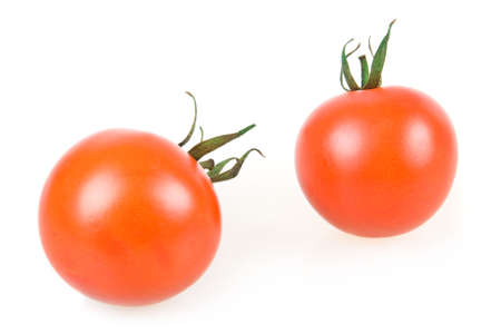 Two Ripe Red Tomatoes Isolated on White Backgroundの写真素材