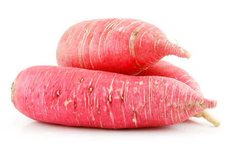 Heap of Ripe Red Radish Isolated on White Background の写真素材