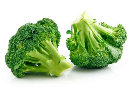 Ripe Broccoli Cabbage Isolated on White Backgroundの写真素材