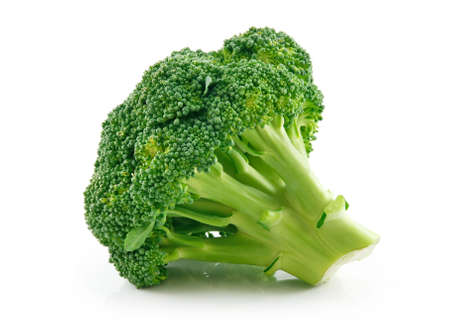 Ripe Broccoli Cabbage Isolated on White Backgroundの写真素材