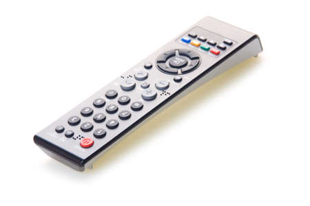 Black remote control isolted on white backgroundの写真素材