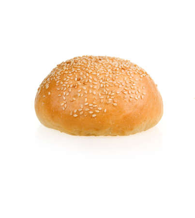 Baked Bun with Sesame Isolated on White Backgroundの写真素材