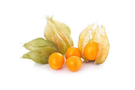 Cape gooseberry (physalis) isolated on white backgroundの写真素材