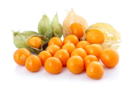 Cape gooseberry (physalis) isolated on white backgroundの写真素材