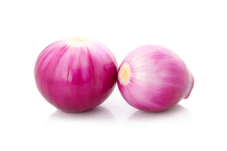 Red onion vegetable isolated on white backgroundの写真素材