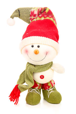 Christmas snowman isolated on a white background の写真素材
