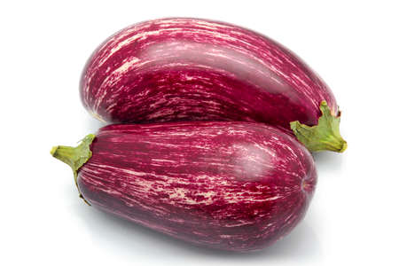 Purple eggplant vegetables isolated on white backgoundの写真素材