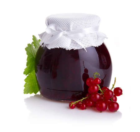  Red currant jam isolated on white background の写真素材