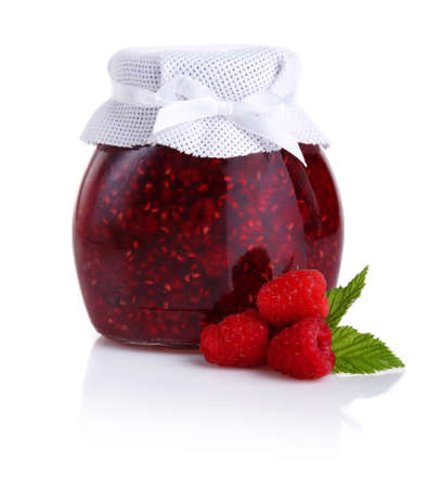 Raspberry jam isolated on white background の写真素材