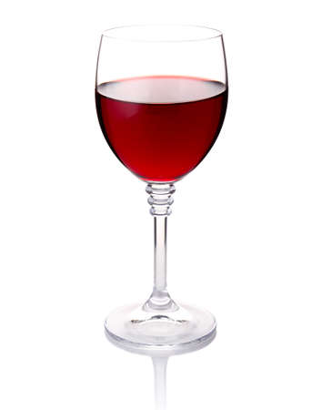 Glass of red vine isolated on white backgroundの写真素材
