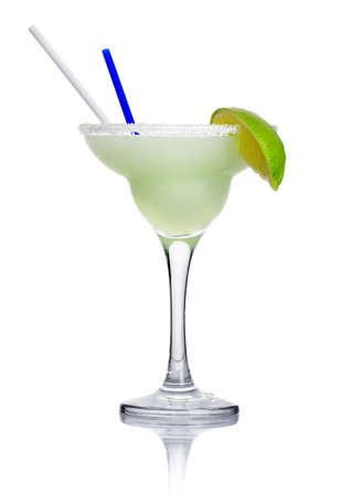 Alcohol cocktail 'margarita' isolated on white backgroundの写真素材