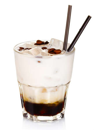 White russian alcohol cocktail isolated on white background
