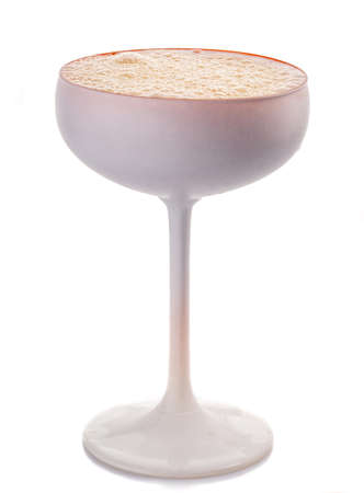 Alcohol coctkail with whipped cream isolated on white backgroundの写真素材