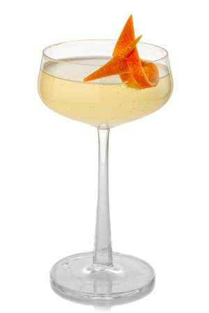 Alcohol coctkail with orange citron isolated on white backgroundの写真素材