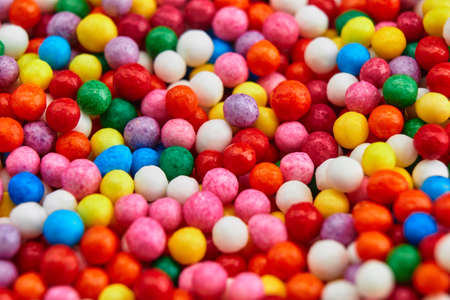 Colorful bright background, multi-colored balls. Sweet nice background candy.Close up photoの写真素材