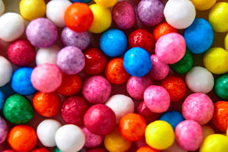 Colorful bright background, multi-colored balls. Sweet nice background candy.Close up photoの写真素材
