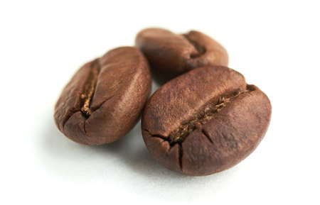 coffee beans on white isolated backgroundの写真素材