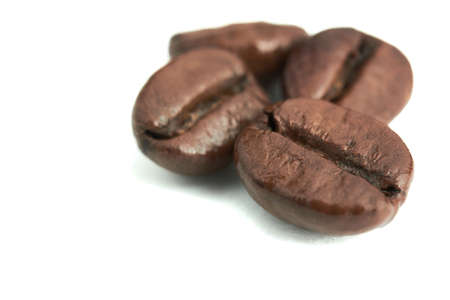 coffee beans on white isolated backgroundの写真素材