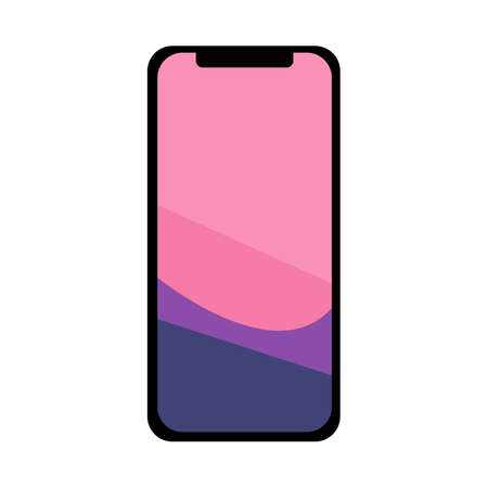 Modern smartphone with a colorful screen in a flat style on a white background. Icon for the site, Vector illustration.のイラスト素材