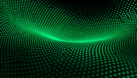 A green light is shining in the darkの素材