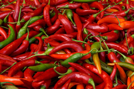 a heap of red hot chili peppers