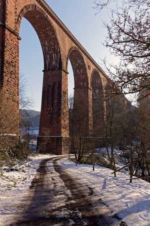 viaduct in winter on a sunny dayの写真素材