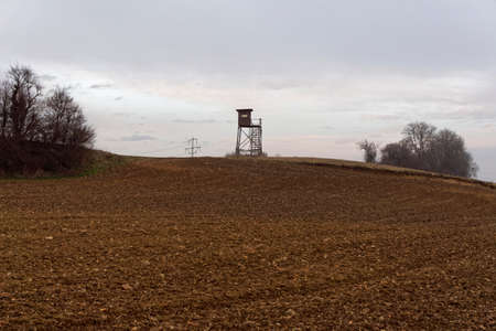 farmland landscape and a raised hideの写真素材