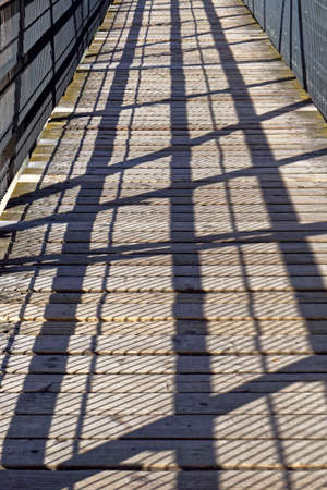 pedestrian bridge with shadow, detailの写真素材