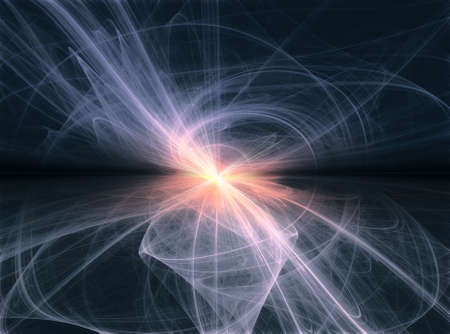 Bright blue horizon fractal renderの写真素材