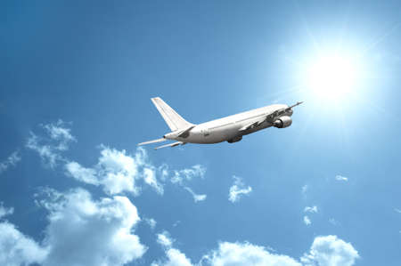 Fast airplane in the sky の写真素材
