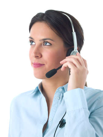 Customer service agent with headphone