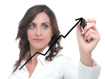 Businesswoman drawing statistics in the glassの写真素材