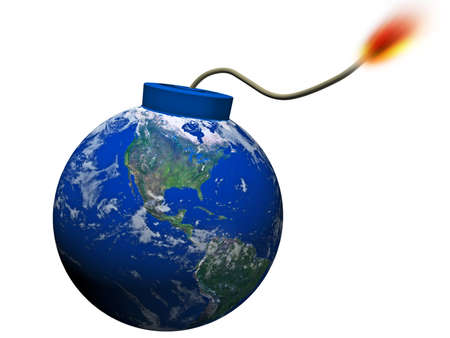 world that explodes on a white background