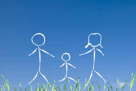 happy family concept on a sky backgroundの写真素材