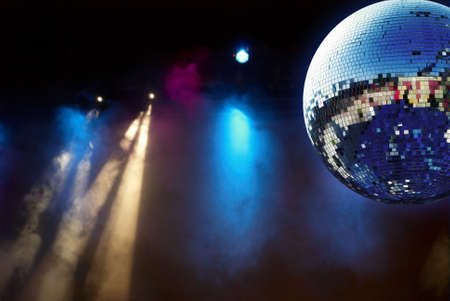 Shiny disco ball with smoke 