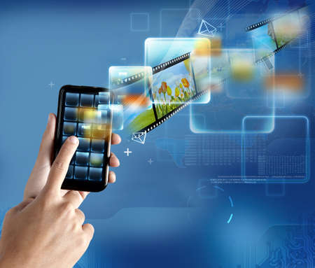New technology on a modern smartphoneの写真素材
