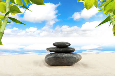 Spa stone in the sandの写真素材