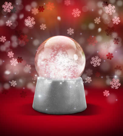 Christmas snow ball with snowflakesの写真素材