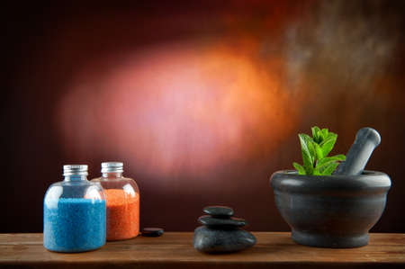 Spa stone on a grunge backgroundの写真素材