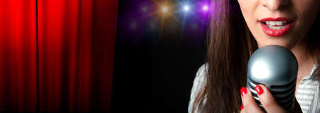 Singer in a musical concertの写真素材
