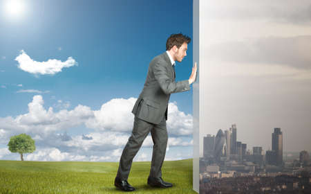 Concept of change pollution with green environmentの写真素材