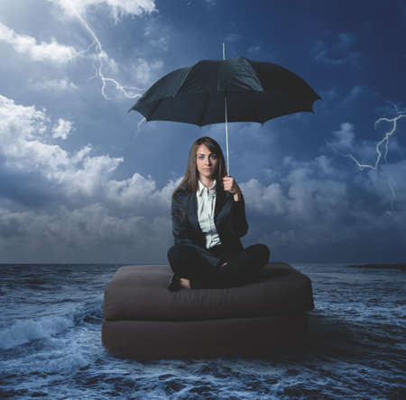 Concept of businesswoman with work problemsの写真素材