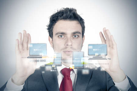 Businessman and cloud compute conceptの写真素材