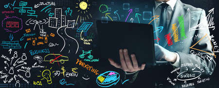 Concept of a businessman that work on new ideasの写真素材