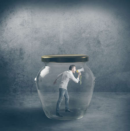 Concept of a man that scream unnecessarilyの写真素材