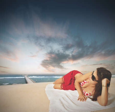 Sexy girl on the beachの写真素材