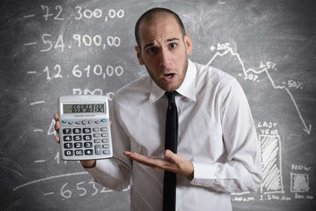 Businessman show negative number of tax and crisisの写真素材