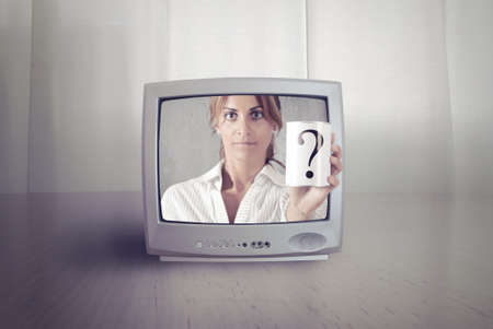 Commercial advertising on old retro televisionの写真素材